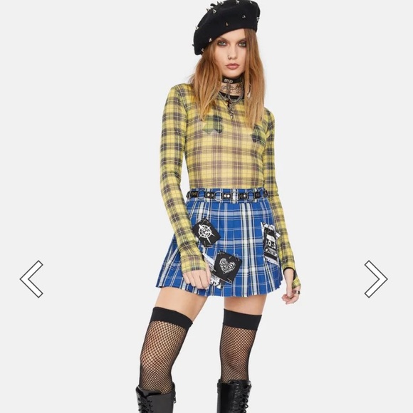 COPY - NWT Current Mood Sheer Yellow & Black plaid top with thumb holes SM doll… - Picture 8 of 9